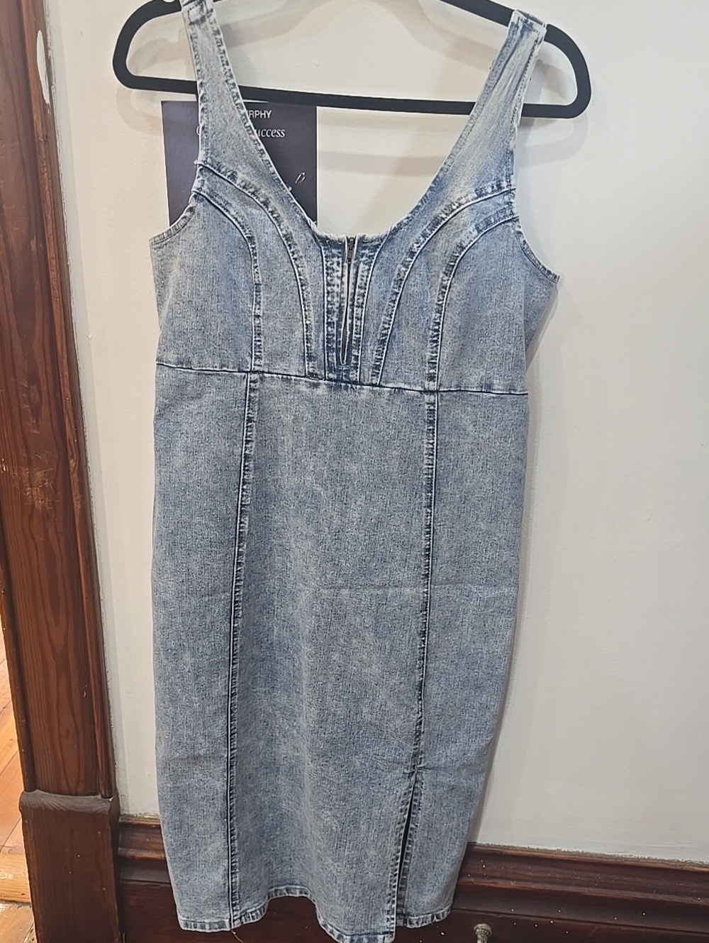 Vintage-Inspired Light Wash Denim Midi Dress